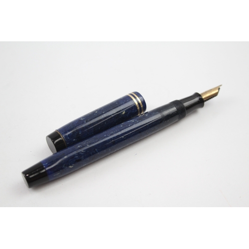 540 - Vintage Parker Duofold Special Lapis Blue Fountain Pen w/ 14ct Gold Nib WRITING