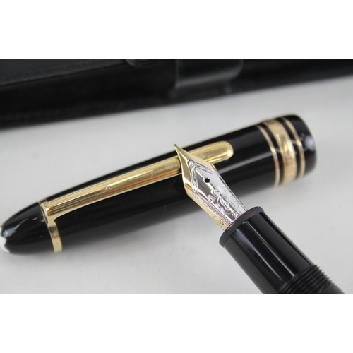 544 - MONTBLANC Meisterstuck Black Fountain Pen w/ 14ct White Gold Nib WRITING