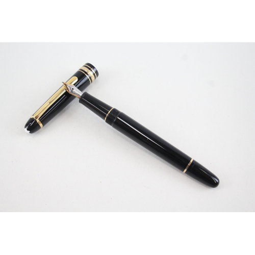 547 - MONTBLANC Meisterstuck Black Fountain Pen w/ 14ct White Gold Nib WRITING