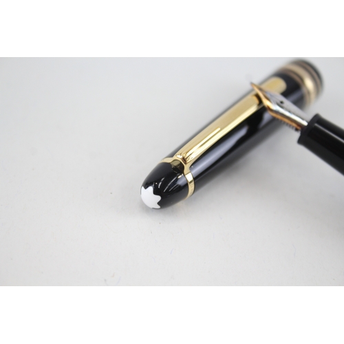 547 - MONTBLANC Meisterstuck Black Fountain Pen w/ 14ct White Gold Nib WRITING