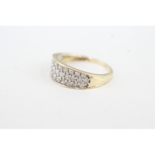 76 - 9ct gold pave set diamond dome ring (2.8g) Size  O 1/2