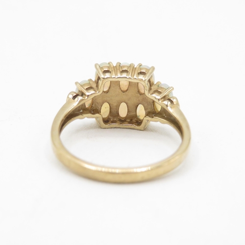 256 - 9ct gold cabochon cut opal & diamond dress ring (3g) Size  N