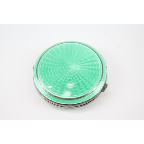 362 - Vintage ART DECO 1930 Birmingham Sterling Silver Guilloche Enamel Compact 58g