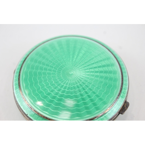 362 - Vintage ART DECO 1930 Birmingham Sterling Silver Guilloche Enamel Compact 58g