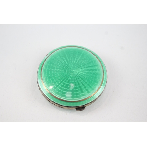 362 - Vintage ART DECO 1930 Birmingham Sterling Silver Guilloche Enamel Compact 58g