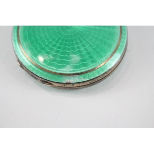 362 - Vintage ART DECO 1930 Birmingham Sterling Silver Guilloche Enamel Compact 58g