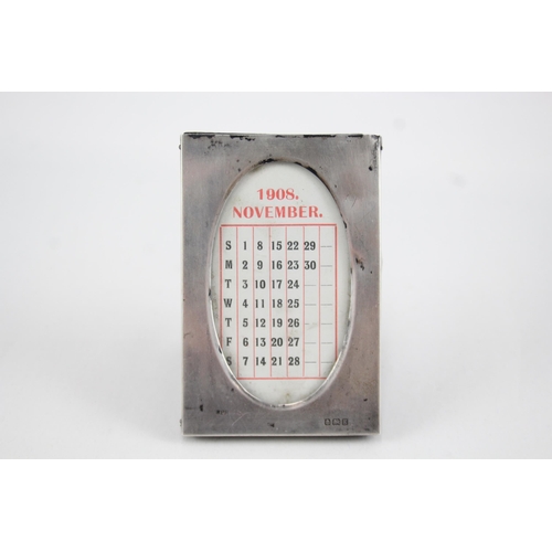 369 - Antique Edwardian 1906 Birmingham Sterling Silver & Leather Desk Calendar 124g