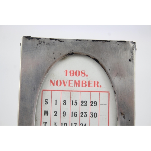 369 - Antique Edwardian 1906 Birmingham Sterling Silver & Leather Desk Calendar 124g