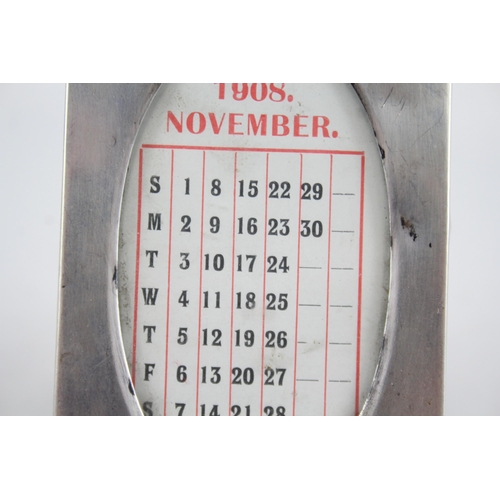 369 - Antique Edwardian 1906 Birmingham Sterling Silver & Leather Desk Calendar 124g