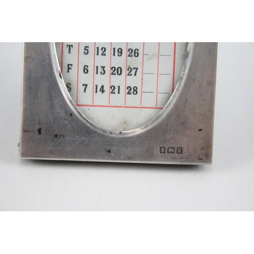 369 - Antique Edwardian 1906 Birmingham Sterling Silver & Leather Desk Calendar 124g