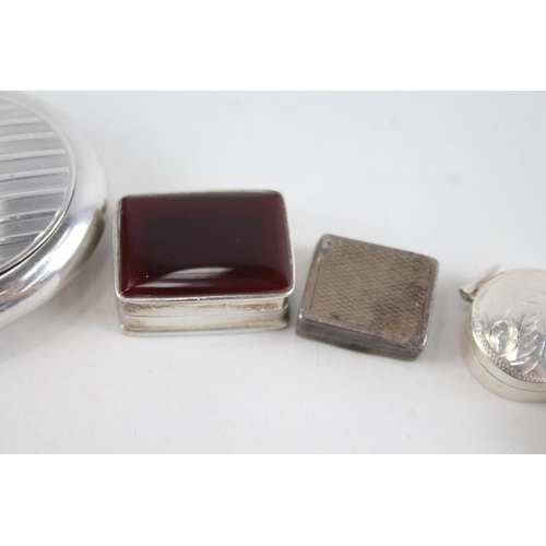 382 - 5 x Antique / Vintage .935 & .925 Sterling Silver Pill / Trinket Boxes (59g)