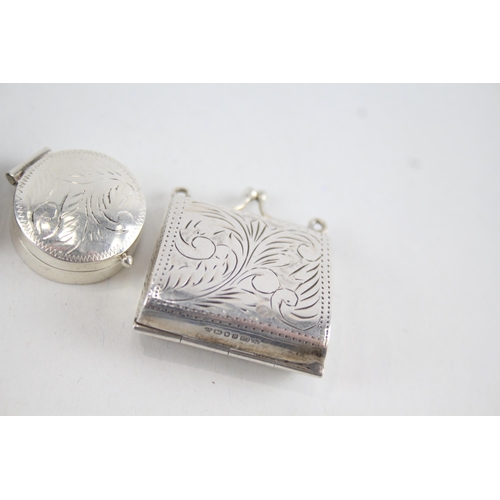 382 - 5 x Antique / Vintage .935 & .925 Sterling Silver Pill / Trinket Boxes (59g)