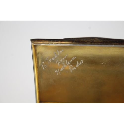 384 - Antique Vintage .925 Sterling Silver Green Guilloche Enamel Cigarette Case 110g