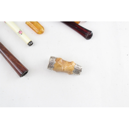 386 - Cheroot Cigarette Cigar Job Lot Vintage / Antique Amber Phenolic Resin Etc