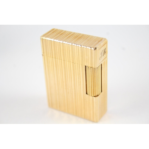 390 - Vintage S.T DUPONT Paris Gold Plated Cigarette Lighter Original Box EB7462