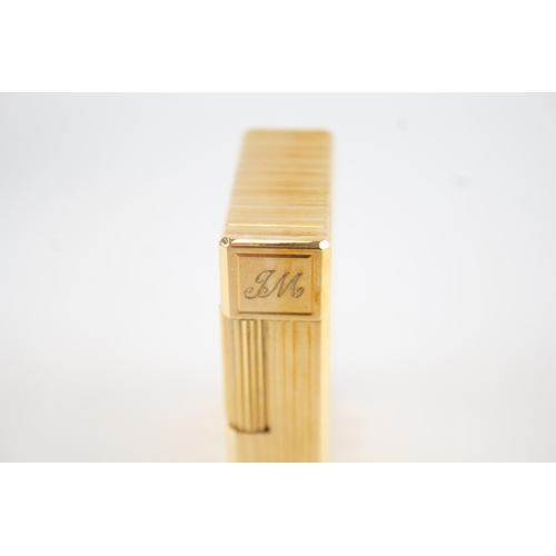 390 - Vintage S.T DUPONT Paris Gold Plated Cigarette Lighter Original Box EB7462