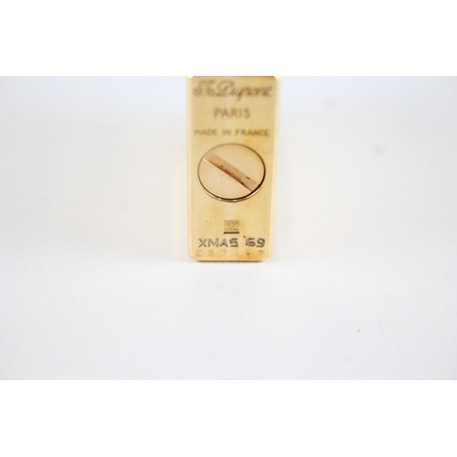 390 - Vintage S.T DUPONT Paris Gold Plated Cigarette Lighter Original Box EB7462