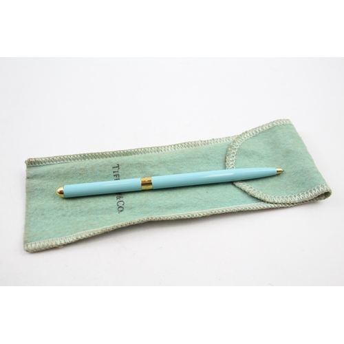 550 - TIFFANY & CO. Blue Enamel & Gold Plated Ballpoint Pen / Biro