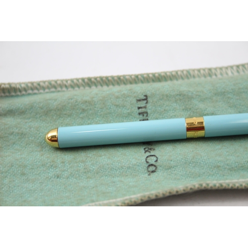 550 - TIFFANY & CO. Blue Enamel & Gold Plated Ballpoint Pen / Biro