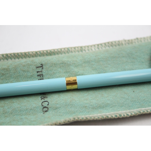 550 - TIFFANY & CO. Blue Enamel & Gold Plated Ballpoint Pen / Biro