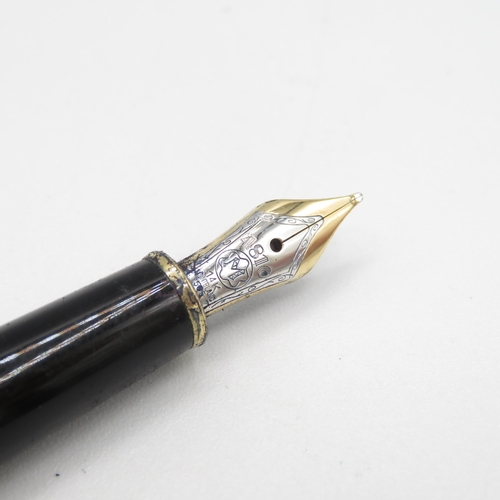 538 - Montblanc Meisterstuck Black Fountain Pen w/ 14ct White Gold Nib WRITING