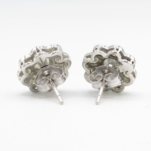 1 - 18ct White Gold and Diamond Cluster Earrings 2.5ct.  Colour G/H.  Clarity SI2.  Diameter 12.88mm.