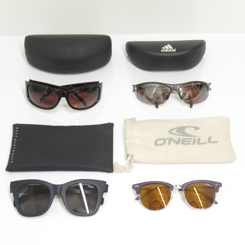 479 - 4 x Designer Sunglasses including Bruce Oldfield / Quay Australia / Adidas / O'Neill  - All with Cas... 