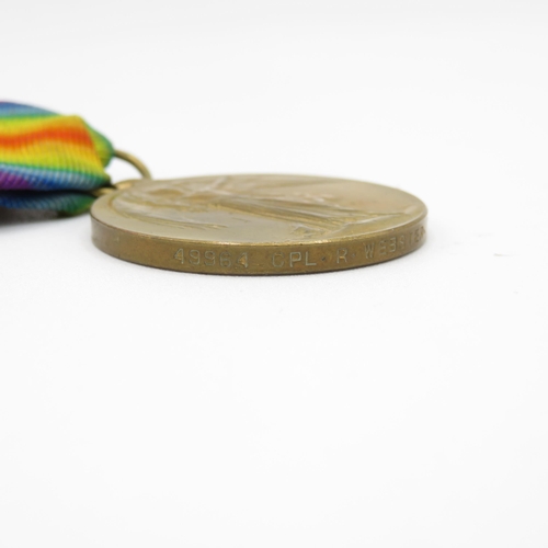 396 - 3x WWI medals Star and Victory 49964 Cpl. R. Webster R.A.M.C. and Victory to 5575 Cpl. J.H. Anderton... 