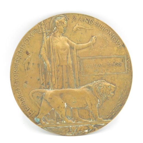 398 - WWI Death plaque William Burns