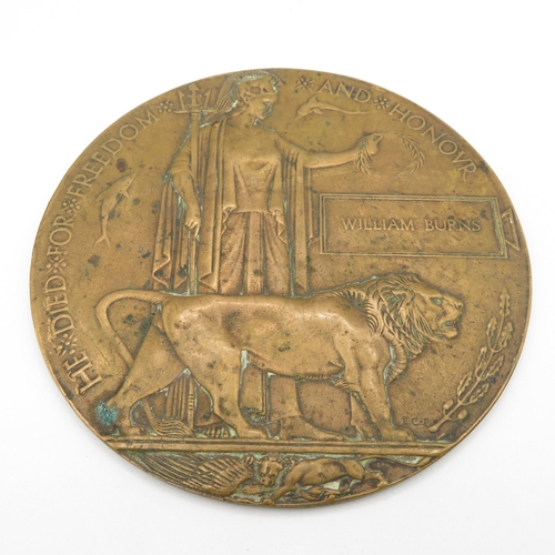 398 - WWI Death plaque William Burns