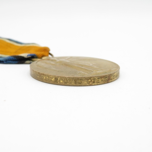 404 - WWI medal pair named 265715 Pte. G. Lomas Cheshire Regt.