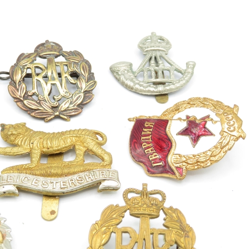 407 - 12x Military Cap/Tunic badges inc. Parachute Regt,  Russian etc.