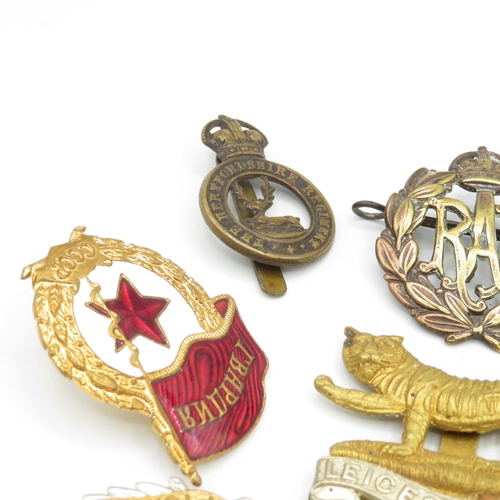 407 - 12x Military Cap/Tunic badges inc. Parachute Regt,  Russian etc.