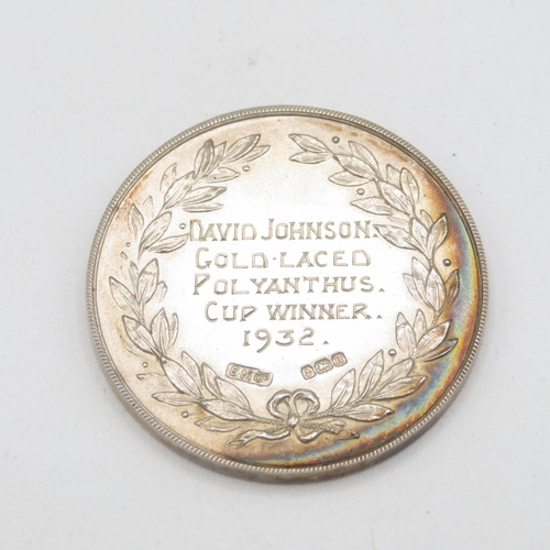 409 - WWI medal pair and sterling silver Auricula Society medal etc.  WWI Pair names 944096 Gnr. D. Johnso... 