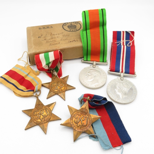 410 - Boxed WWII Army medal group inc. Africa, Italy stars etc.