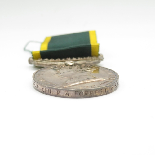 412 - WWII Territorial boxed medal group and postal packet.  Territorial named 1474920 CFN M.A. Forrest R.... 