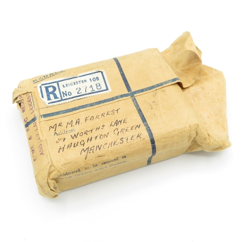 412 - WWII Territorial boxed medal group and postal packet.  Territorial named 1474920 CFN M.A. Forrest R.... 