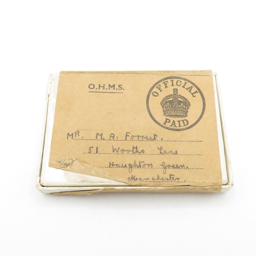 412 - WWII Territorial boxed medal group and postal packet.  Territorial named 1474920 CFN M.A. Forrest R.... 