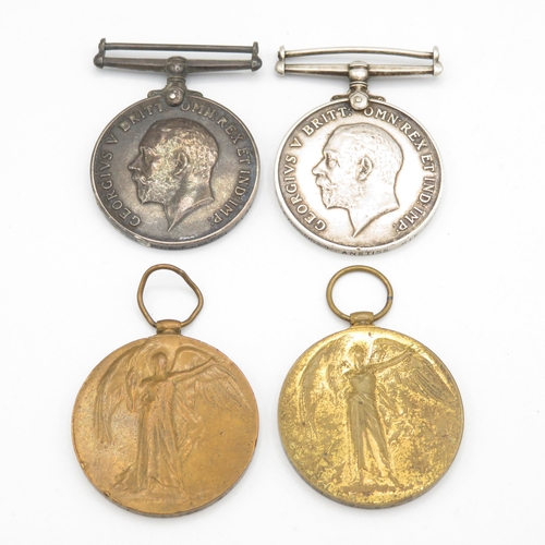 413 - 2X WWI medal pairs named P-1470 Pte. F. Anstiss Rofle Brigade L-32318 Dvr W.F. ard R.A.