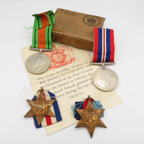 416 - Boxed WWII Army medal group inc. France and Germany star - inc. wax packets