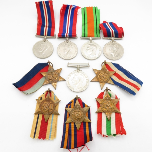 417 - 10x WWII medals inc. Burma, Africa, Italy stars etc.