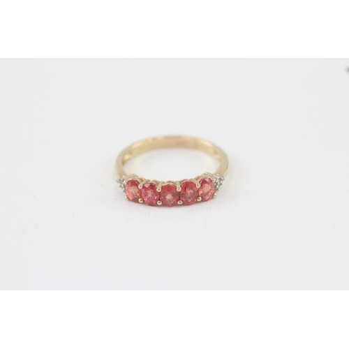 21 - 9ct gold red & white gemstone dress ring (1.9g) Size  O