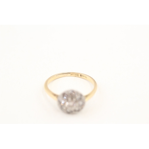 243 - 18ct gold diamond halo ring (2.4g) Size  L