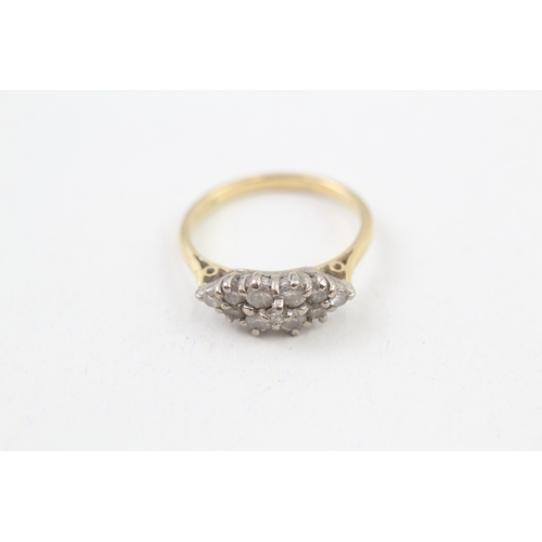 250 - 18ct gold diamond cluster ring (2.6g) Size  K 1/2