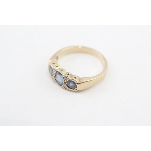 260 - 9ct gold diamond & sapphire seven stone ring (3.3g) Size  N