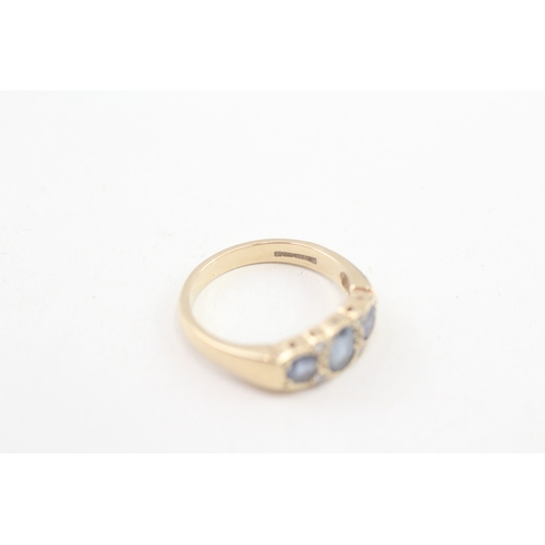 260 - 9ct gold diamond & sapphire seven stone ring (3.3g) Size  N