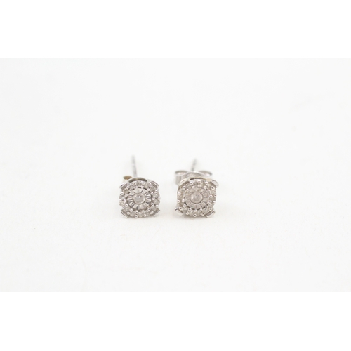 262 - 9ct white gold diamond halo stud earrings (1.1g)