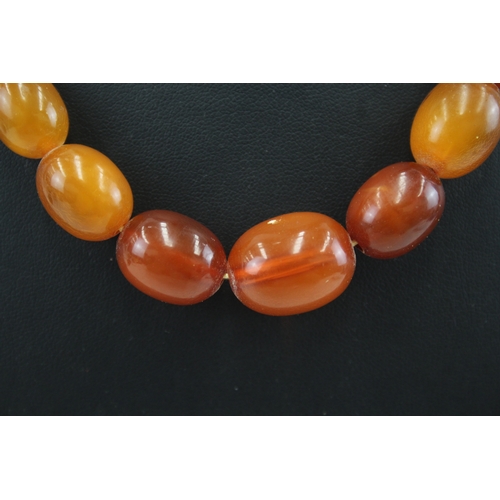 294 - Amber graduated necklace with silver clasp (32g)