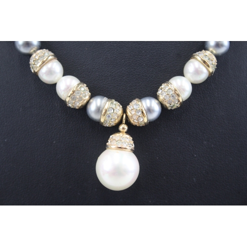 299 - Simulated pearl and rhinestone necklace by designer Christian Dior (43g)