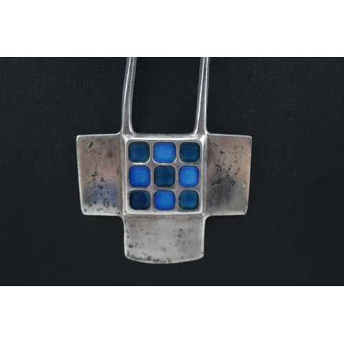 306 - Silver modernist enamel pendant necklace by David Anderson (37g)